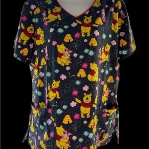 Winnie the Pooh Print Scrub Top